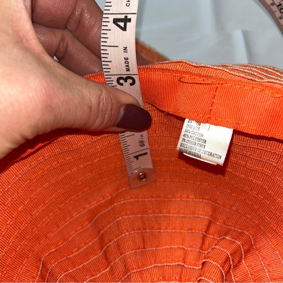 Peach Beige Striped Beach Hat Straw Floppy Resort Hat Wide Brim Textured Stripes - Picture 13 of 14